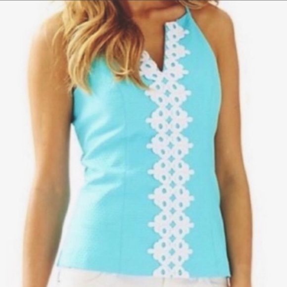 Lilly Pulitzer Tops - Lilly Pulitzer Blue Tank Top With Zipper